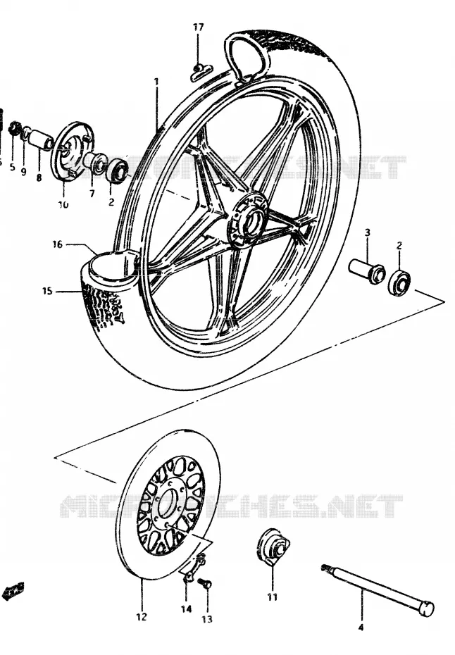 FRONT WHEEL Suzuki MOTO 450 GS-L 1983  GS450LD
