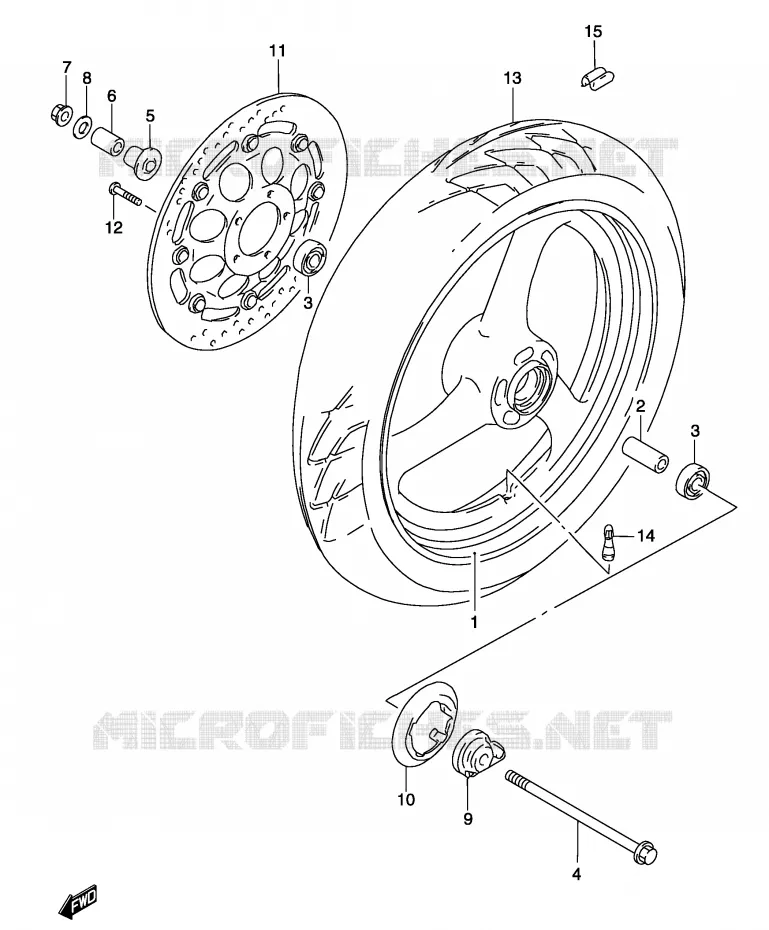 FRONT WHEEL Suzuki MOTO 500 GS-F 2004  GS500FK4(P19)