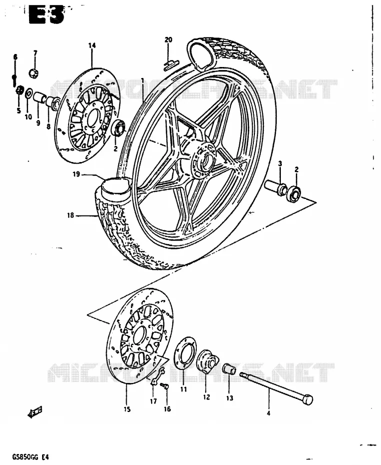 FRONT WHEEL Suzuki MOTO 850 GS 1985  GS850GF(E4)