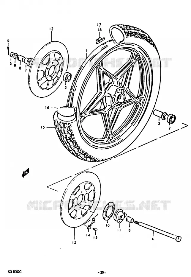 FRONT WHEEL Suzuki MOTO 850 GS 1986  GS850G