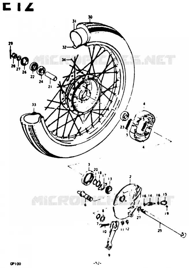 FRONT WHEEL (UC, UN) Suzuki MOTO 100 GP 1992  GP100UN(C/N)