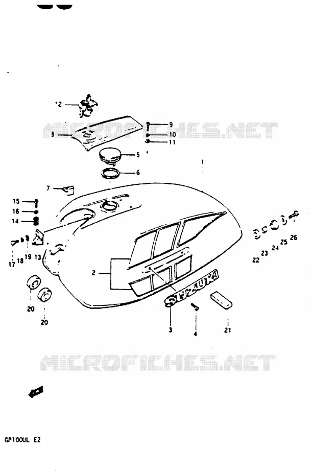 FUEL TANK (GP100UL) Suzuki MOTO 100 GP 1983  GP100UD(X/D/L)