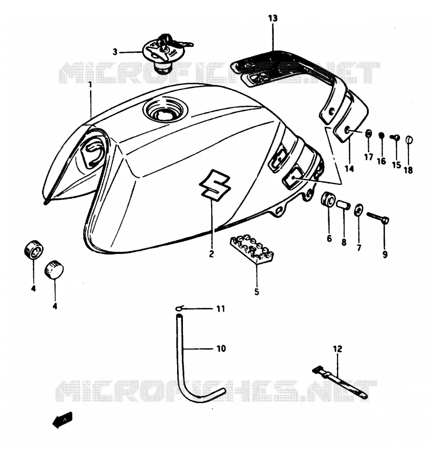 FUEL TANK (GSX1100EFE E2) Suzuki MOTO 1150 GS 1985  GS1150ESF(E/F/G)