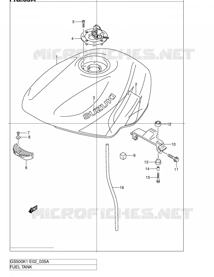 FUEL TANK (MODEL K2) Suzuki MOTO 500 GS-E 2001  GS500HK1(E2)