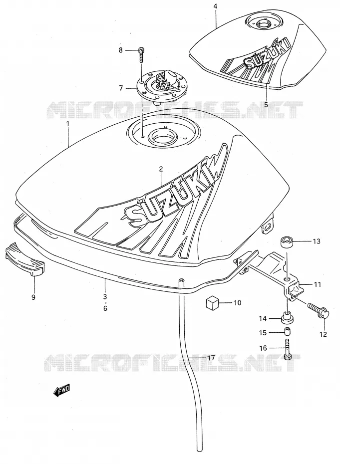 FUEL TANK (MODEL N/P) Suzuki MOTO 500 GS-E 1995  GS500EUS(E28)