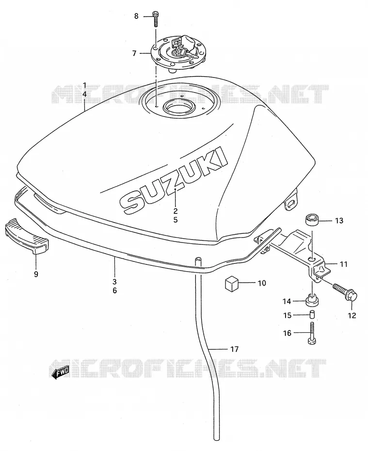 FUEL TANK (MODEL R/S/T) Suzuki MOTO 500 GS-E 1990  GS500EL(E28)