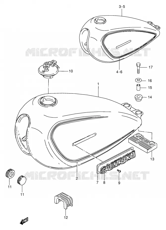 FUEL TANK (MODEL T/W) Suzuki MOTO 250 GN 1996  GN250T(E2)