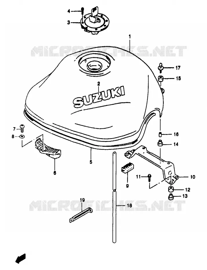 FUEL TANK (MODEL W/X) Suzuki MOTO 1200 BANDIT 2000  GSF1200SAY(T/V/W/X/Y)