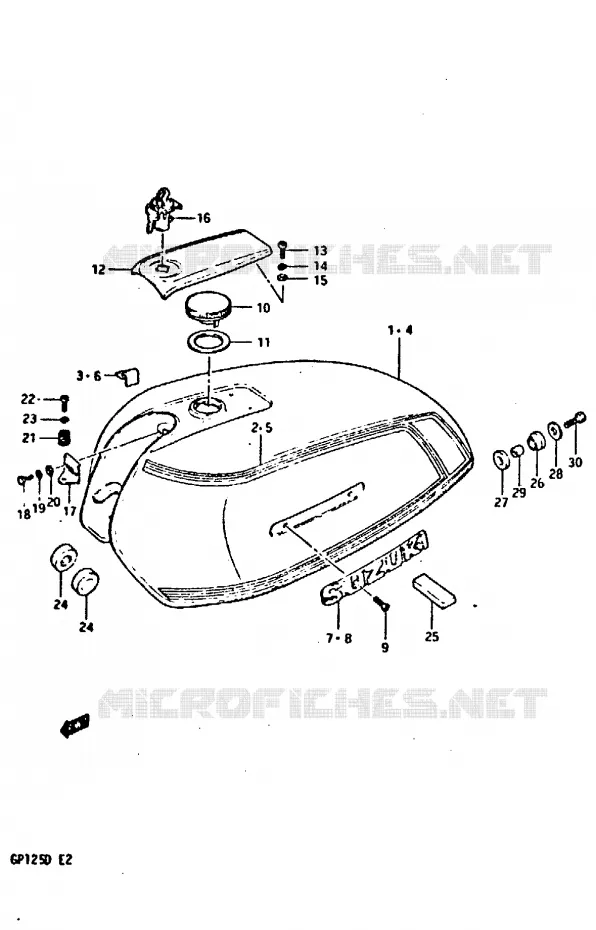 FUEL TANK (MODEL X) Suzuki MOTO 125 GP 1983  GP125D(X/D)