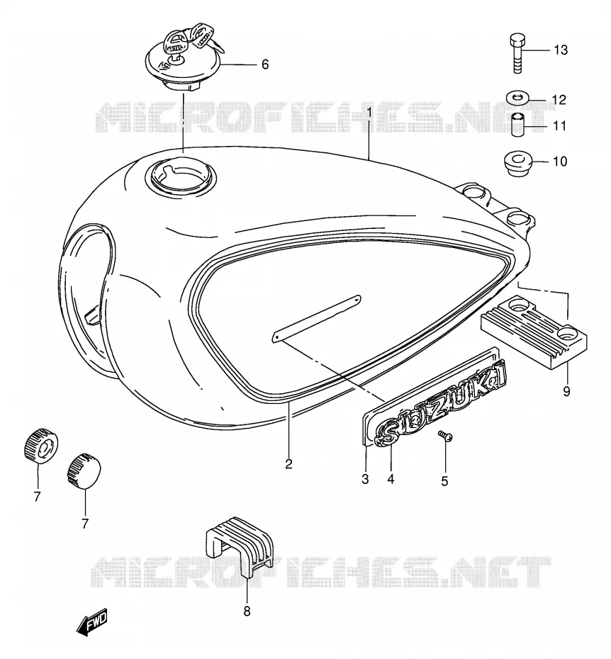 FUEL TANK (MODEL X) Suzuki MOTO 250 GN 1996  GN250T(E2)