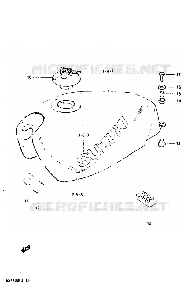 FUEL TANK (MODEL X) Suzuki MOTO 400 GSX 1980  GSX400FT