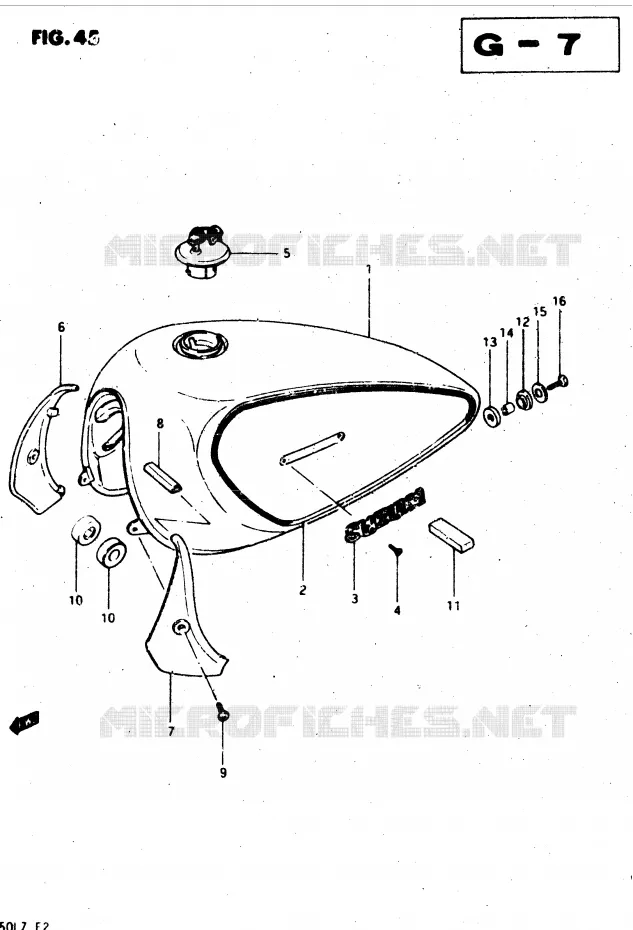 FUEL TANK (MODEL X) Suzuki MOTO 450 GS-L 1996  GS450LT(E2)