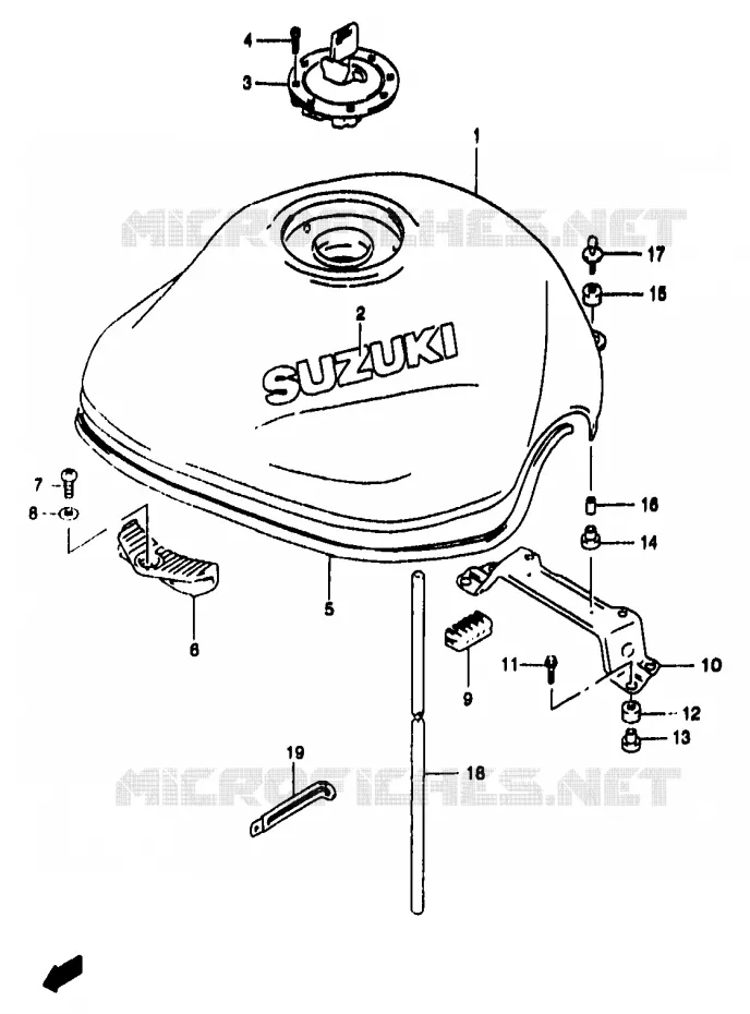 FUEL TANK (MODEL Y) Suzuki MOTO 1200 BANDIT 2000  GSF1200SAY(T/V/W/X/Y)