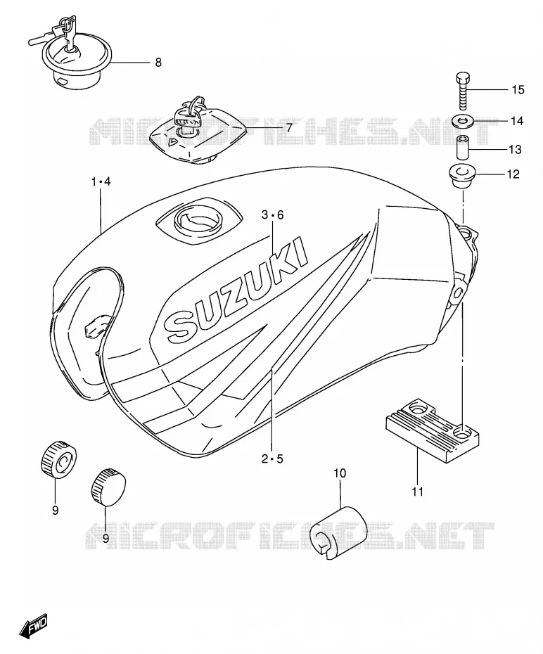 FUEL TANK (MODEL Y) Suzuki MOTO 125 GS 1999  GS125UX(E71)