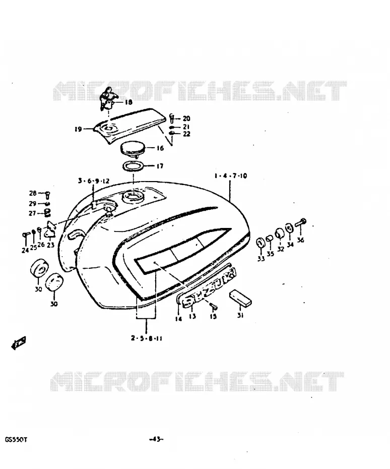 FUEL TANK Suzuki MOTO 550 GS 1980  GS550T(T)