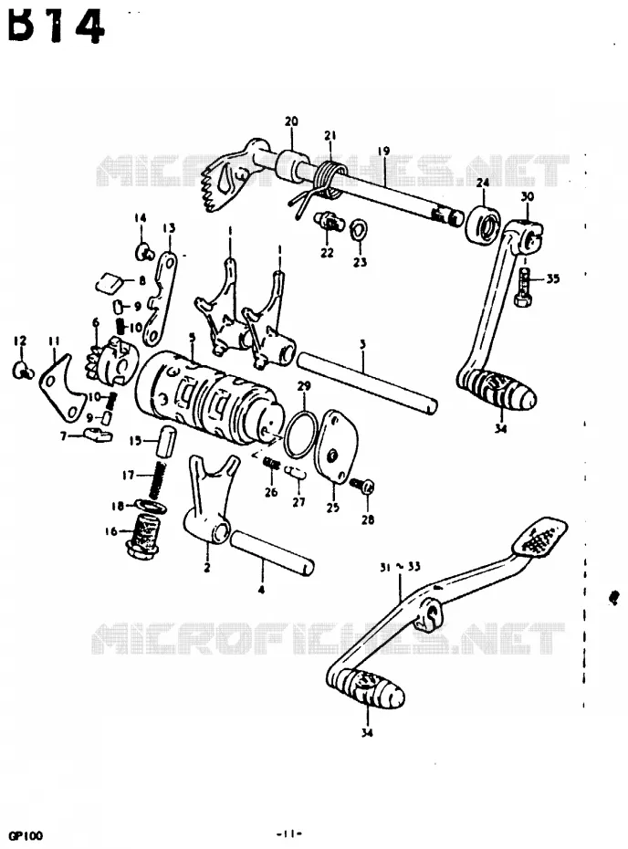 GEAR SHIFTING ASSY Suzuki MOTO 100 GP 1992  GP100UN(C/N)