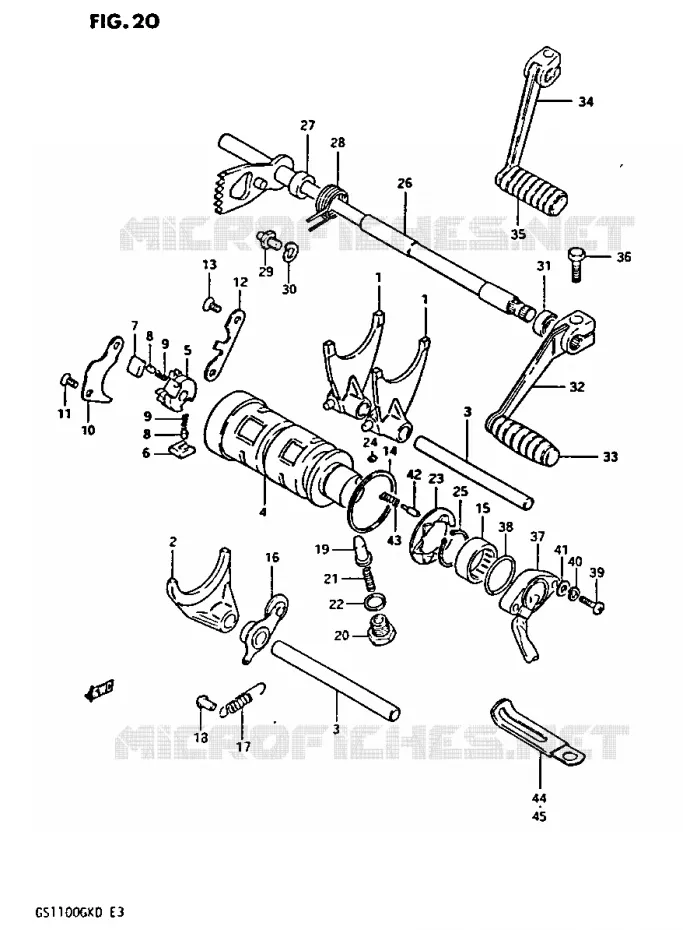 GEAR SHIFTING ASSY Suzuki MOTO 1100 GS-G 1982  GS1100GKZ(Z/2/D)