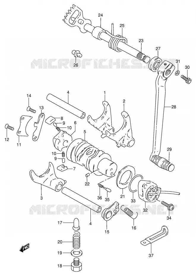 GEAR SHIFTING ASSY Suzuki MOTO 250 GN 1990  GN250L(E2)