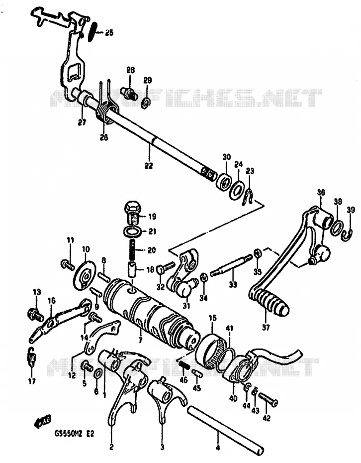 GEAR SHIFTING ASSY Suzuki MOTO 550 GS 1982  GS550MZ(X/Z)