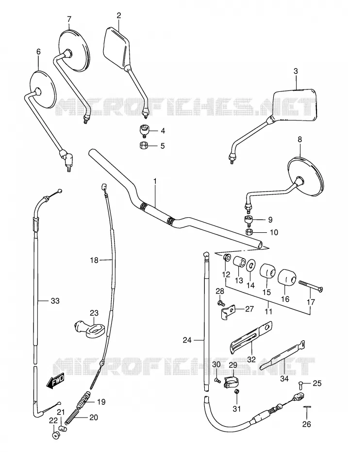 HANDLEBAR - CABLES (GS125Z/D) Suzuki MOTO 125 GS 1983  GS125ESD(E1)