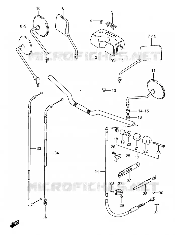 HANDLEBAR - CABLES Suzuki MOTO 125 GS 1991  GS125ESM(E1)