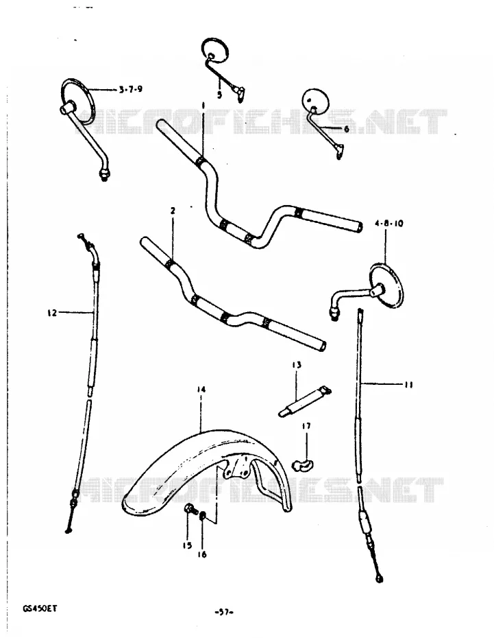 HANDLEBAR - FRONT FENDER Suzuki MOTO 450 GS 1996  GS450T(T)