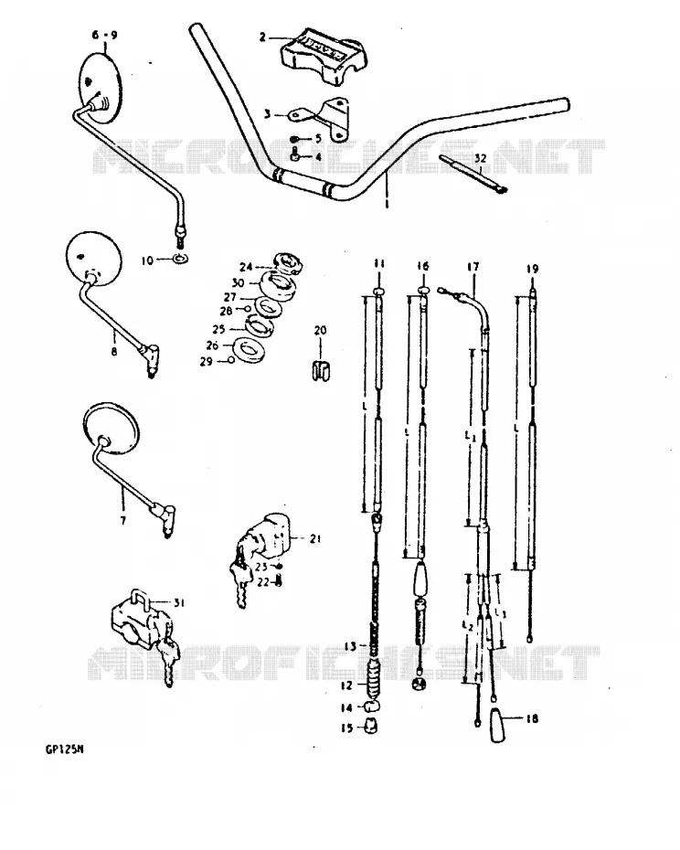 HANDLEBAR (GP125N, GP125UN) Suzuki MOTO 125 GP 1992  GP125UN(C/N)