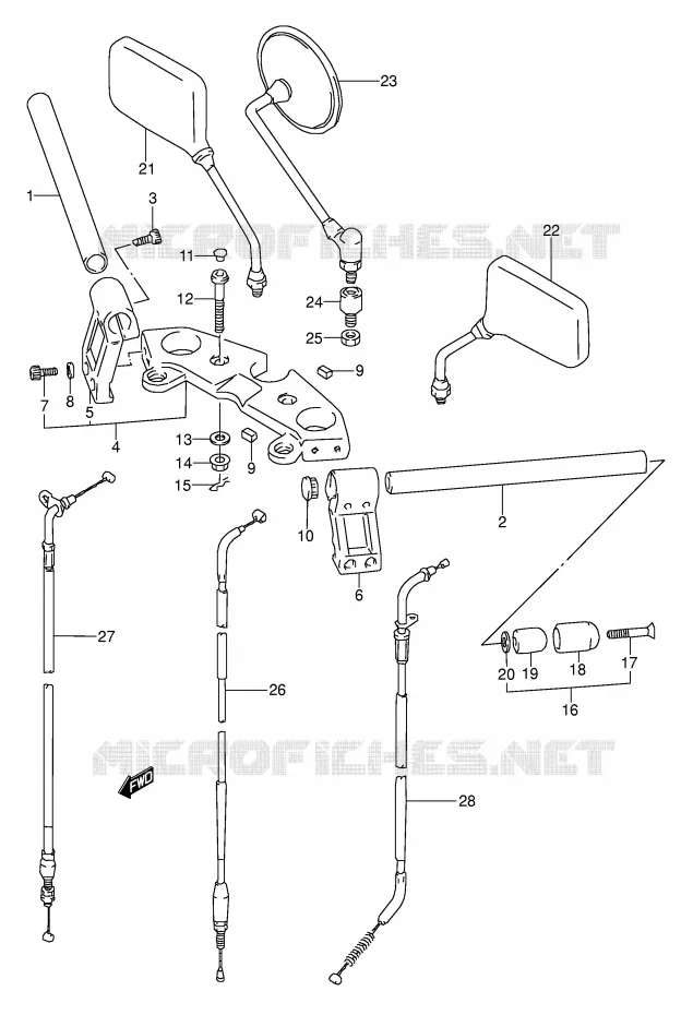 HANDLEBAR (MODEL T) Suzuki MOTO 500 GS-E 1994  GS500EUR(E2)