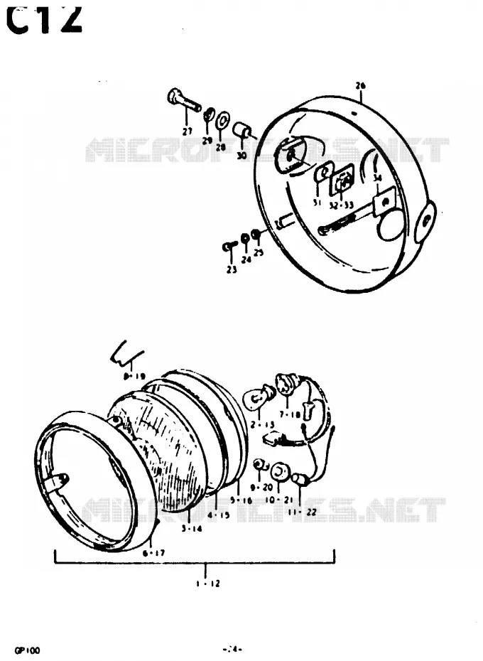 HEAD LAMP (E2) Suzuki MOTO 100 GP 1992  GP100N(C/N)