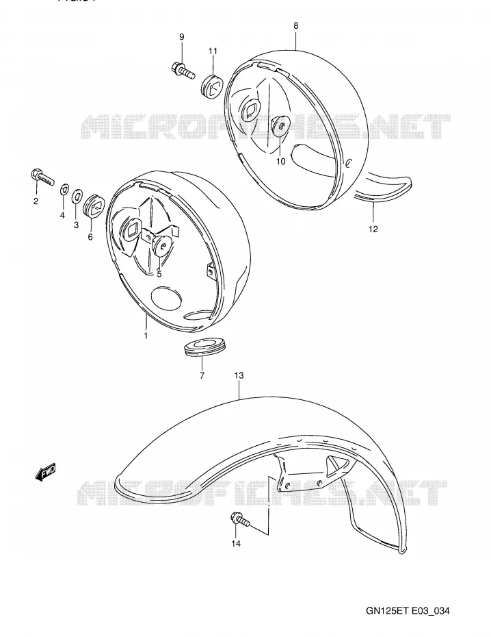 HEADLAMP HOUSING Suzuki MOTO 125 GN 1991  GN125EM(E3)