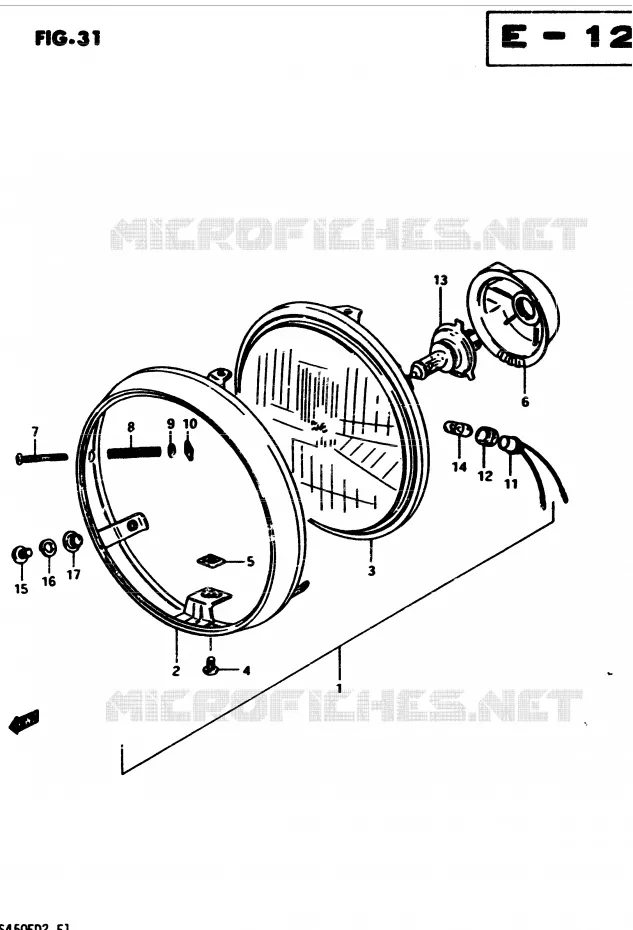 HEADLIGHT (E15, E21, E25, E34, E39) Suzuki MOTO 450 GS 1982  GS4502(2/Z/D)