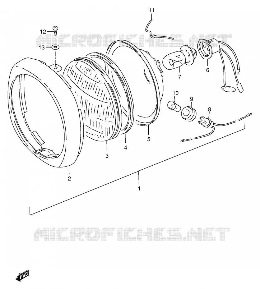 HEADLIGHT (E2) Suzuki SCOOTER 50 FZ 1993  FZ50P(E1)