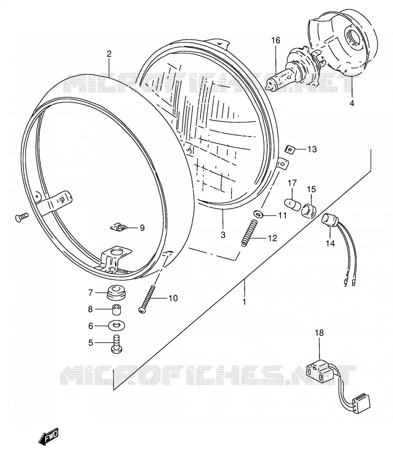 HEADLIGHT (E4) Suzuki MOTO 250 GN 1993  GN250P(E2)