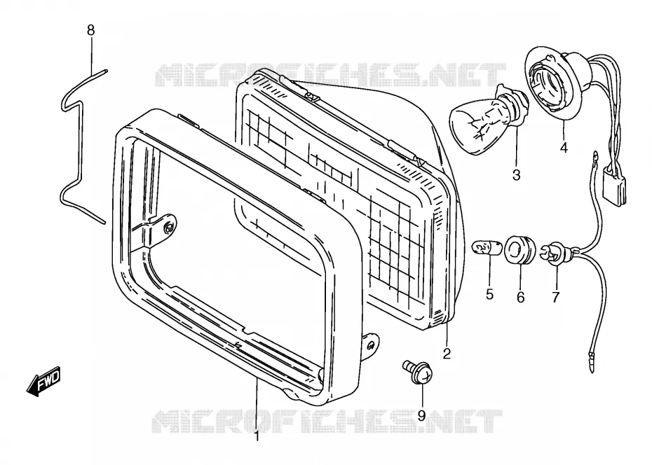 HEADLIGHT (GS125ESX/ESY,GS125X,GS125UX/UY) Suzuki MOTO 125 GS 1999  GS125UX(E71)