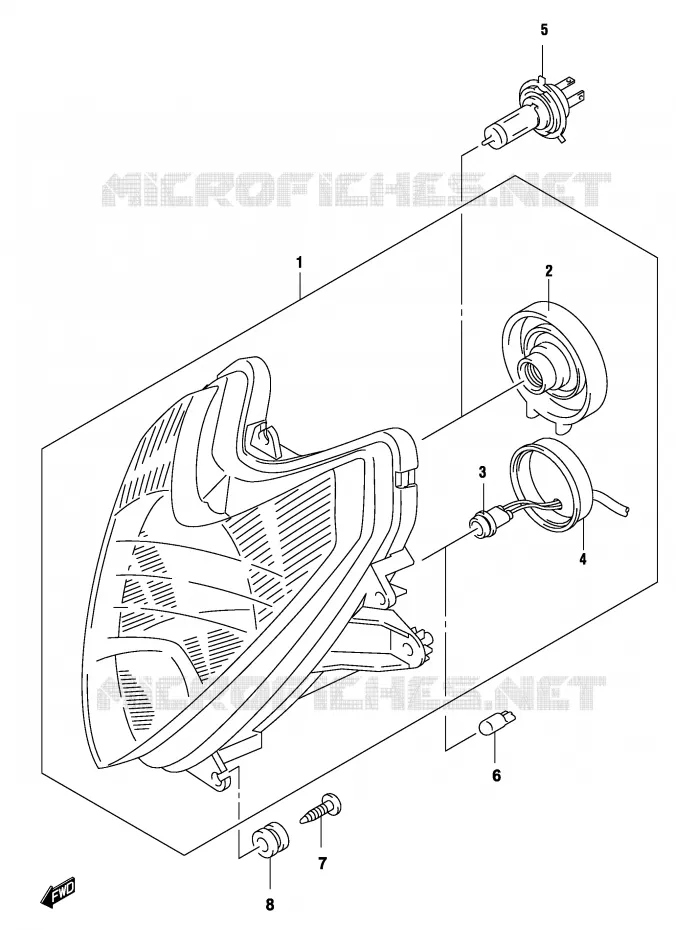 HEADLIGHT (GS500FK4/FUK4 P2, P19, P54) Suzuki MOTO 500 GS-F 2004  GS500FK4(P19)