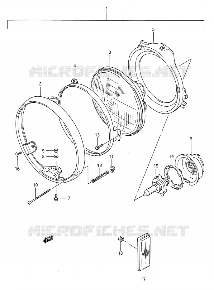 HEADLIGHT (MODEL K/L/M/N/P) Suzuki MOTO 500 GS-E 1993  GS500EUP(E28)
