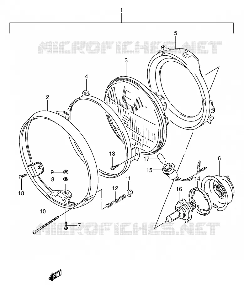 HEADLIGHT (MODEL K/L/M/N) Suzuki MOTO 500 GS-E 1993  GS500EP(E2)
