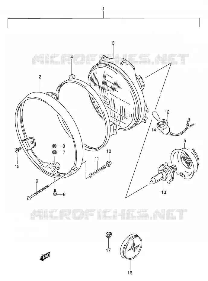 HEADLIGHT (MODEL P/R) Suzuki MOTO 500 GS-E 1996  GS500ET(E2)