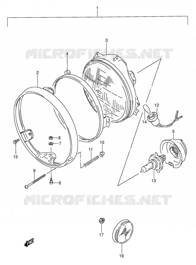HEADLIGHT (MODEL T) Suzuki MOTO 500 GS-E 1993  GS500EP(E2)
