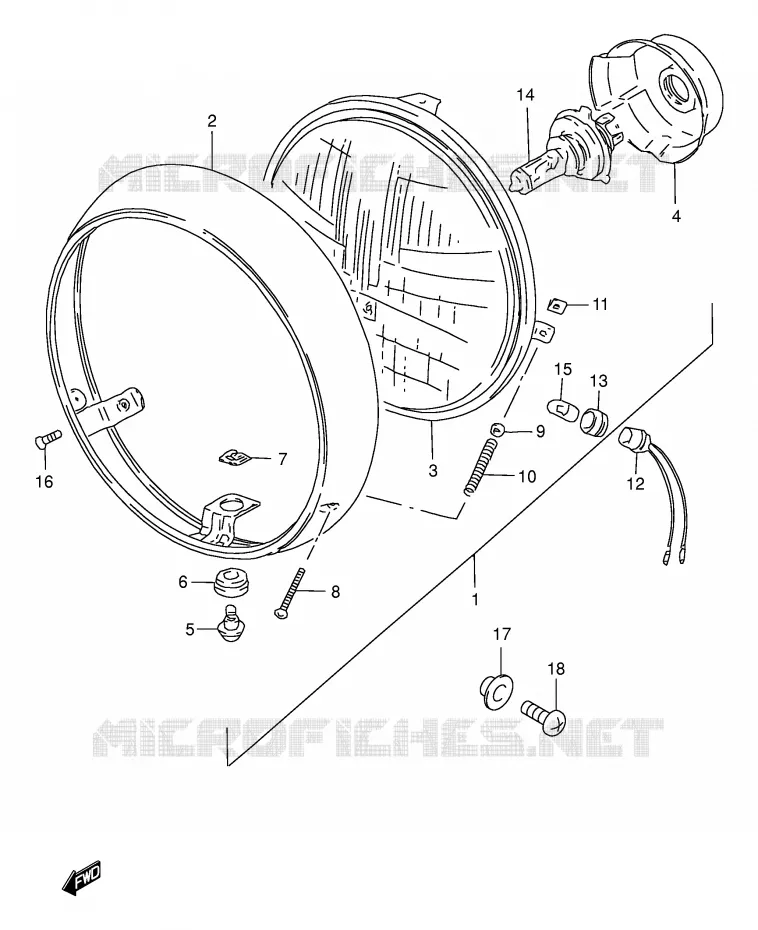 HEADLIGHT (MODEL Y E22,E25,E34,E39,E54) Suzuki MOTO 250 GN 2000  GN250EY(E2)