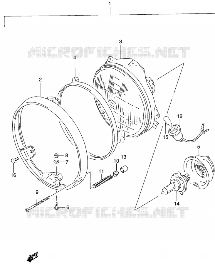HEADLIGHT (P2, P19, P54) Suzuki MOTO 500 GS-E 2003  GS500UK3(P19)