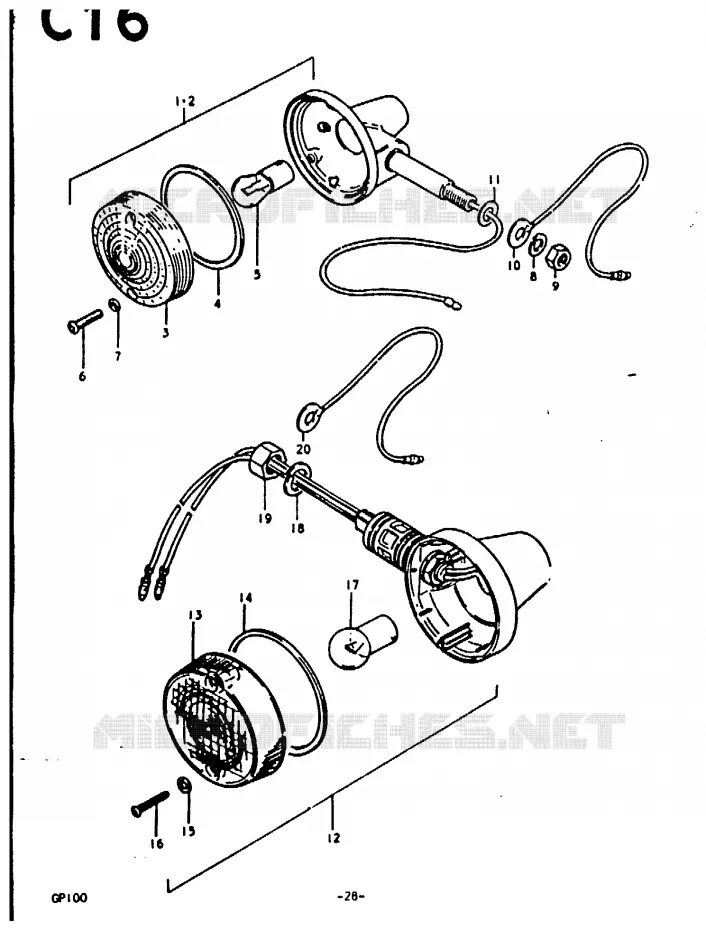 INDICATORS (E14) Suzuki MOTO 100 GP 1978  GP100C(C/N)