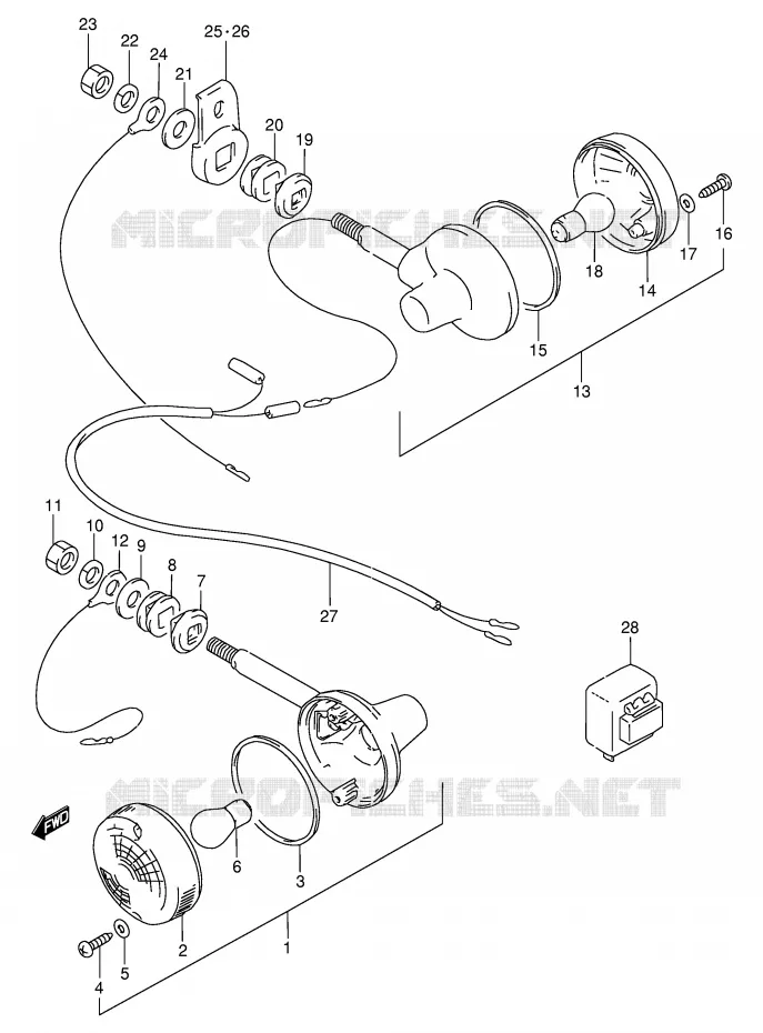 INDICATORS (E2,E4,E34,E53,MODEL N/P/R E24) Suzuki MOTO 250 GN 1994  GN250R(E2)