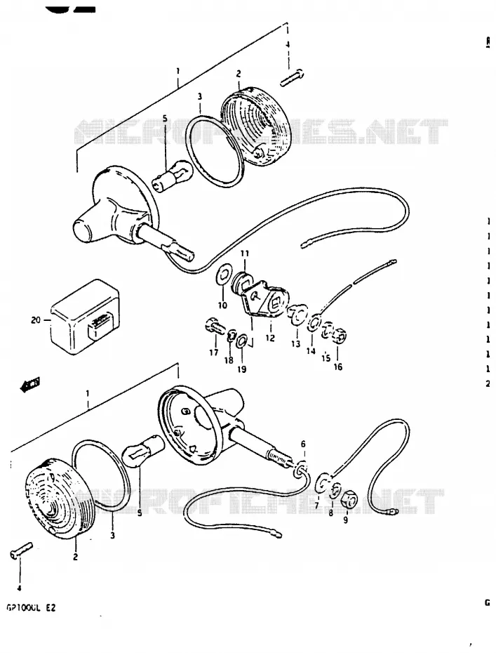 INDICATORS (GP100UD/UL E2 F.NO. 107351-) Suzuki MOTO 100 GP 1999  GP100UX(X/D/L)