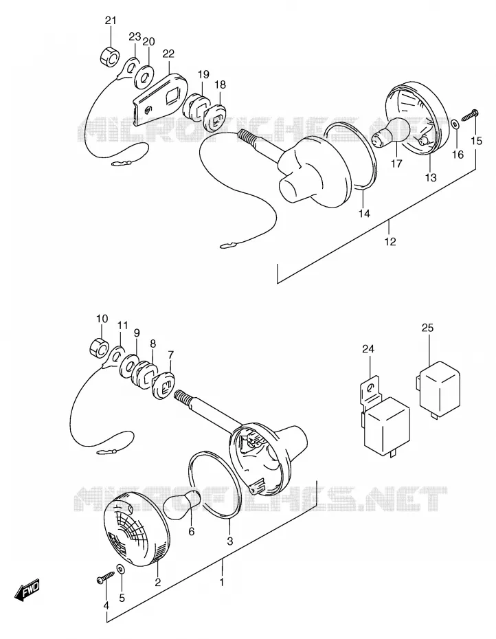 INDICATORS (GS125ESX E2,GS125SX/SY,GS125SUX/SUY) Suzuki MOTO 125 GS 2000  GS125SY(E71)