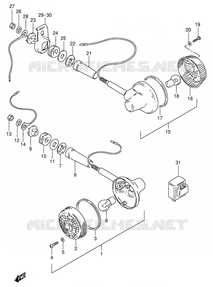 INDICATORS (MODEL N/R E30) Suzuki MOTO 125 GN 1994  GN125R(E1)