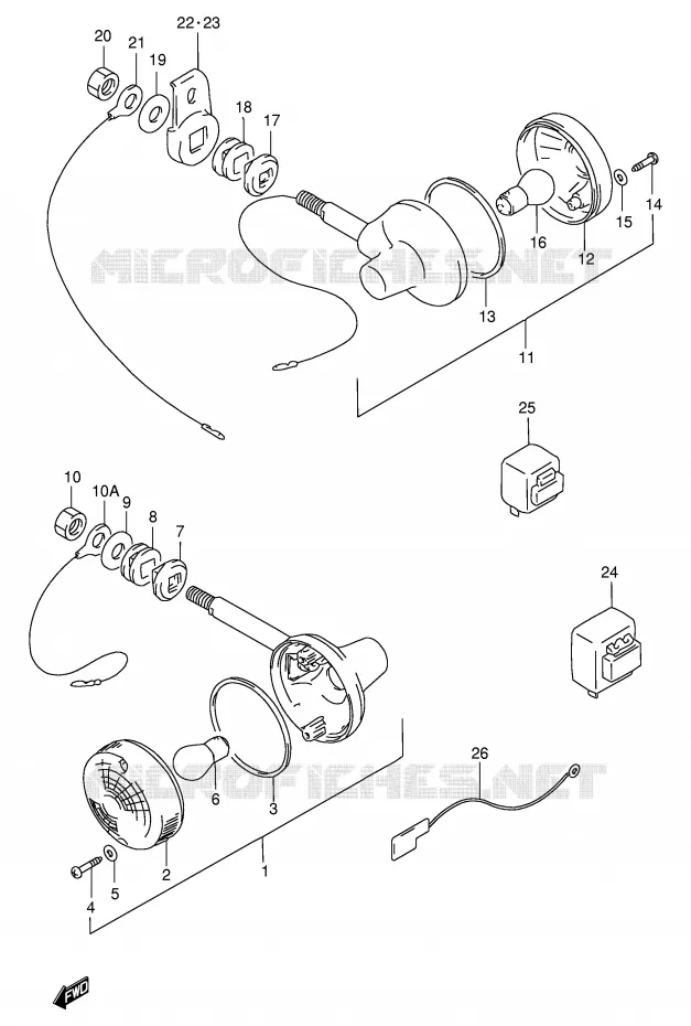 INDICATORS (MODEL T/W/X E2,E4,E22,E24,E34,E71) Suzuki MOTO 250 GN 2000  GN250EY(E2)