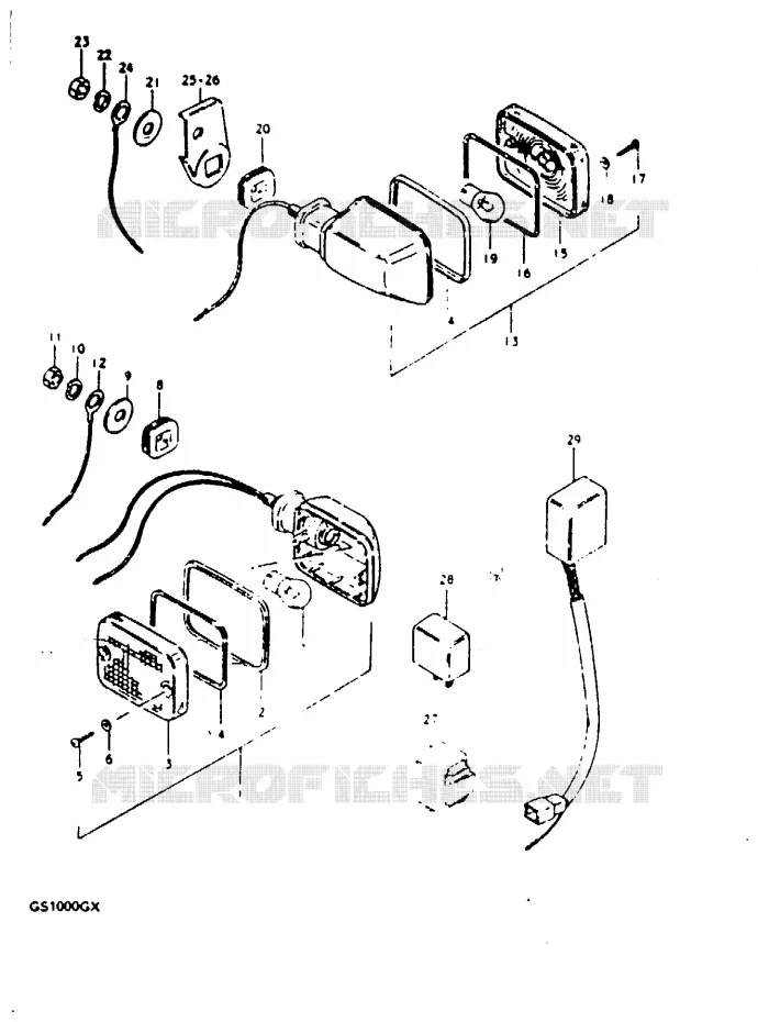 INDICATORS (MODEL X : E22, E25) Suzuki MOTO 1000 GS 1981  GS1000GX(X/T)