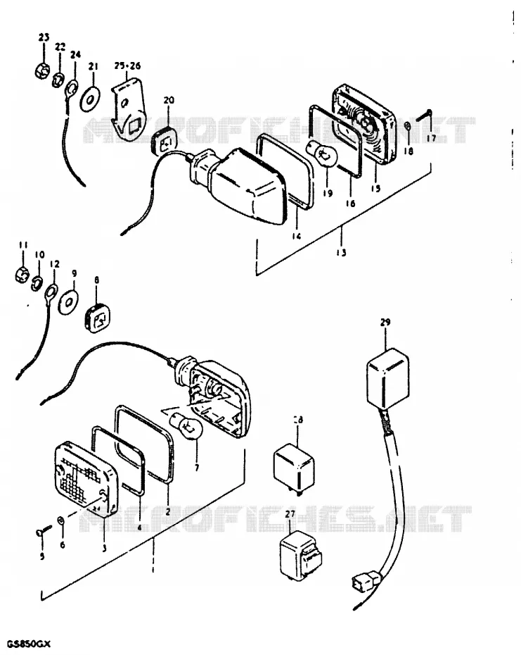 INDICATORS (MODEL X : E22, E25) Suzuki MOTO 850 GS 1980  GS850GT(T/X)