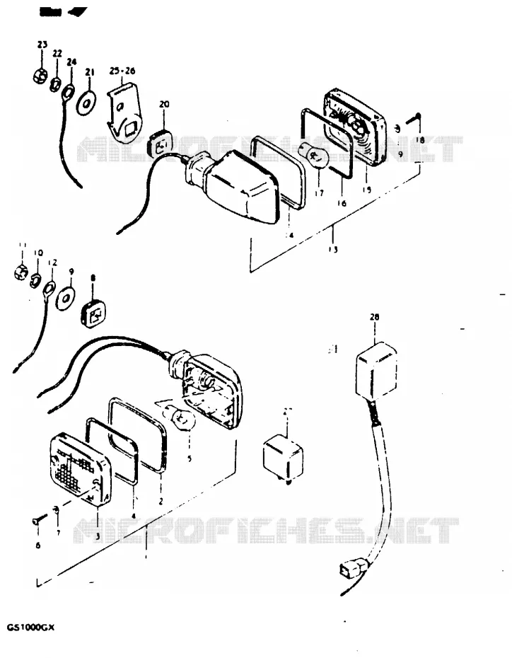 INDICATORS (MODEL X : E4, E17, E34) Suzuki MOTO 1000 GS 1981  GS1000GX(X/T)